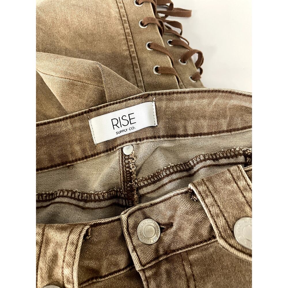 Rise Lace-up jeans tan 9 - Picture 5 of 8